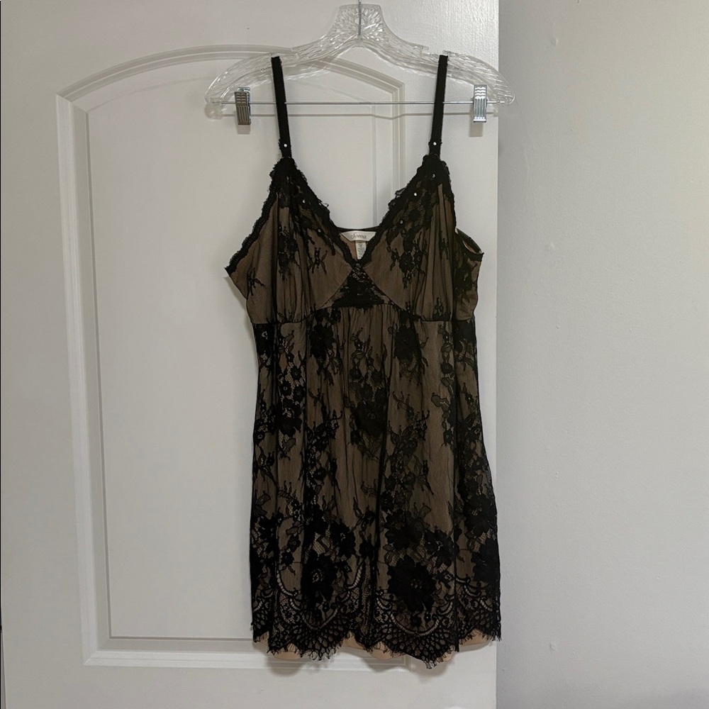 Black Lace Slip Night Top